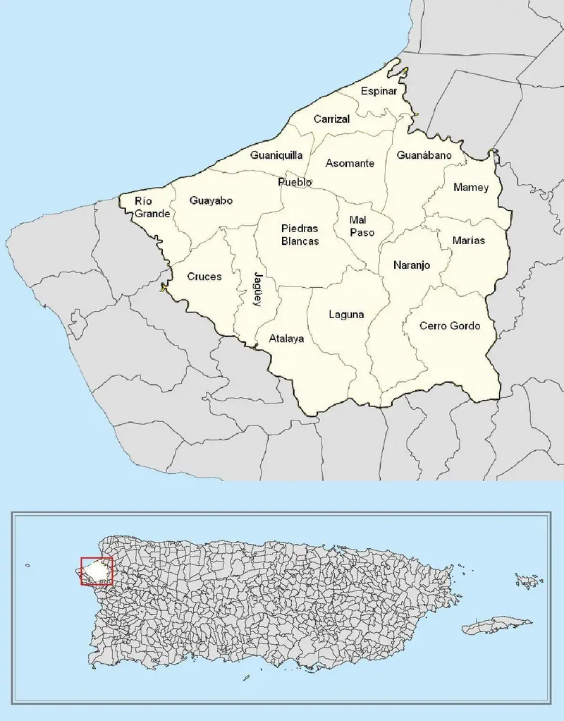 Map: Barrios of Aguada Puerto Rico Locator Map