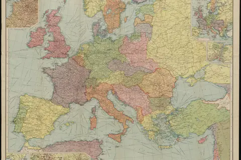 Map: Bartholomews Political Map of the New Europe 1920 According to Treaties of Paris 5007973