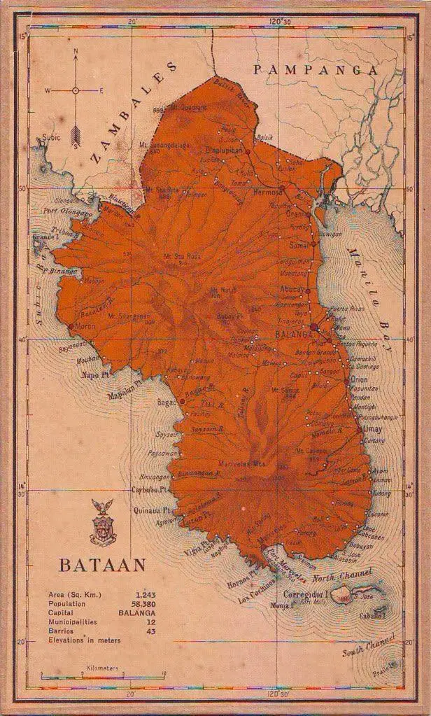 Map: Bataan Province 1918 Map