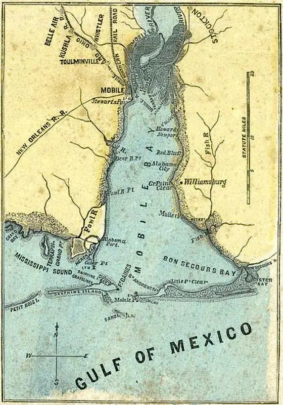 Map: Battle of Mobile Bay Map