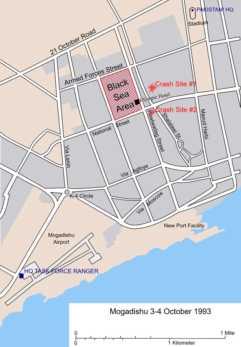 Map: Battle of Mogadishu Map of City