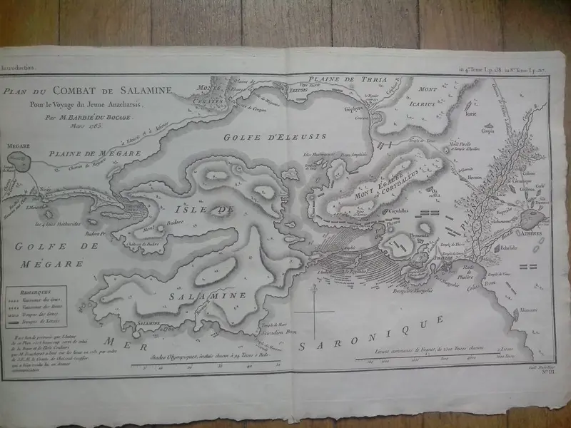 Map: “Battle of Salamis” french map found in old paper market (1785)