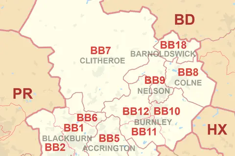 Map: Bb Postcode Area Map