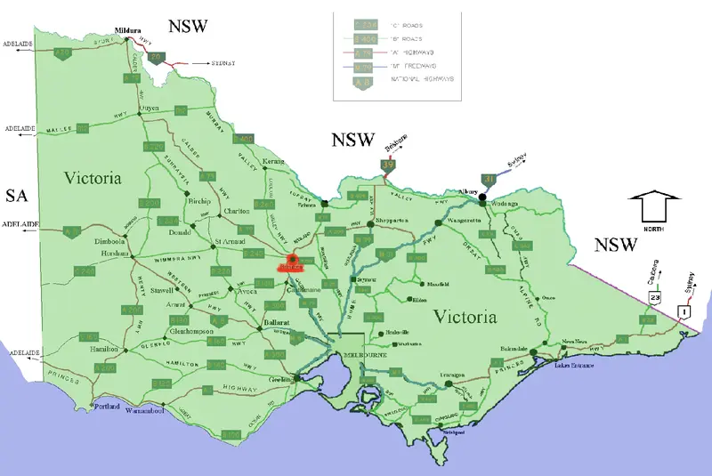 Map: Bendigo Location Map in Victoria