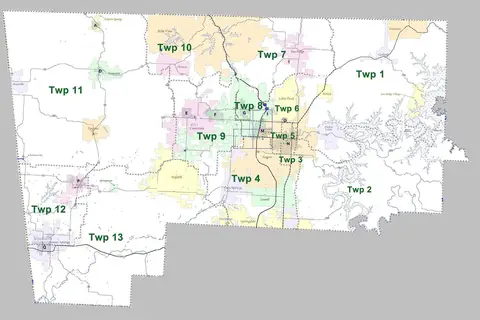 Map: Benton County Arkansas 2010 Township Map Large