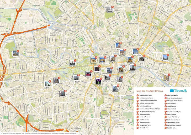 Map: Berlin Printable Tourist Attractions Map