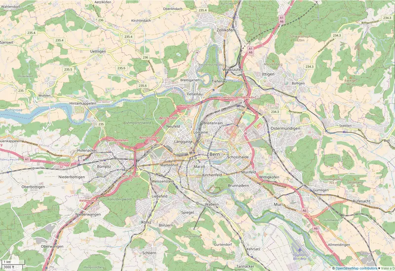 Map: Bern Switzerland Regional Map