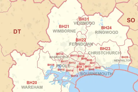 Map: Bh Postcode Area Map
