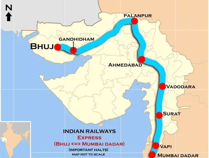 Map: Bhuj Mumbai Dadar Express Route Map