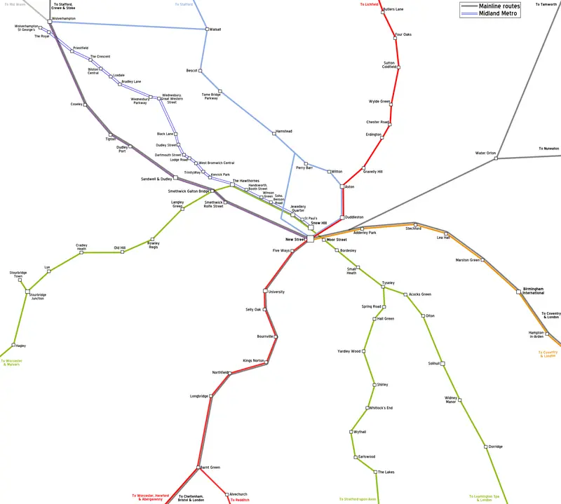 Map: Birmingham Rail Map