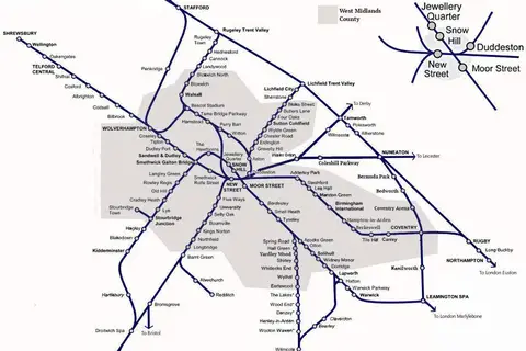 Map: Birmingham West Mids Passenger Railway Map