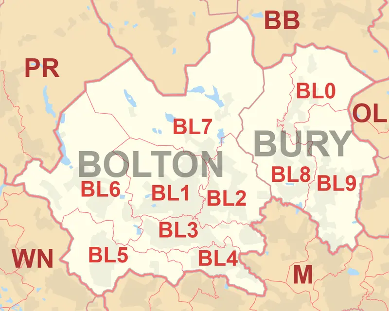 Map: Bl Postcode Area Map