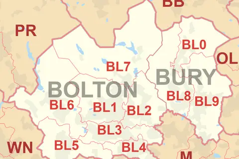 Map: Bl Postcode Area Map