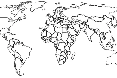Map: Black and White Political Map of the World