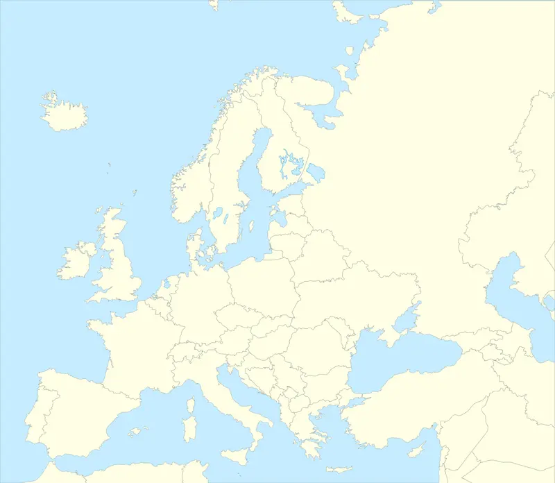 Map: Blank Map of Europe Atelier Graphique Colors with Kosovo