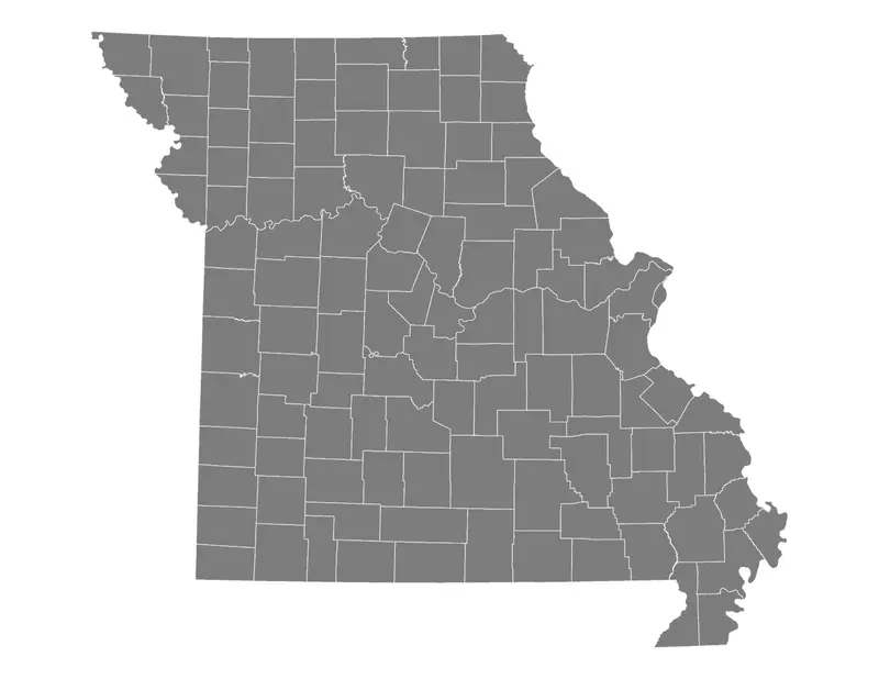 Map: Blank Map of Missouri with Counties