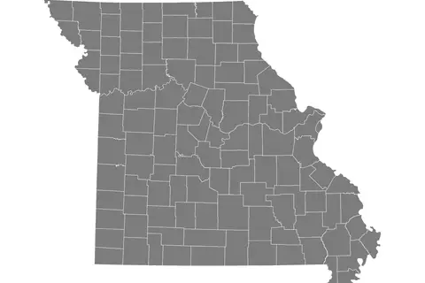 Map: Blank Map of Missouri with Counties