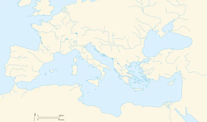 Map: Blank Map of South Europe and North Africa