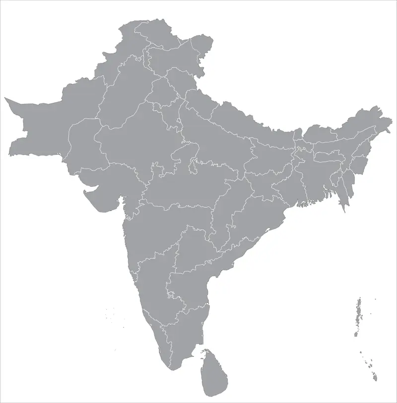 Map: Blank Map of the Indian Subcontinent