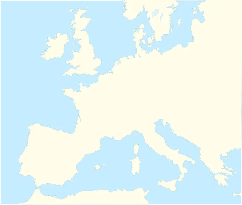 Map: Blank Map Western Europe Without Borders Atelier Graphique Colors