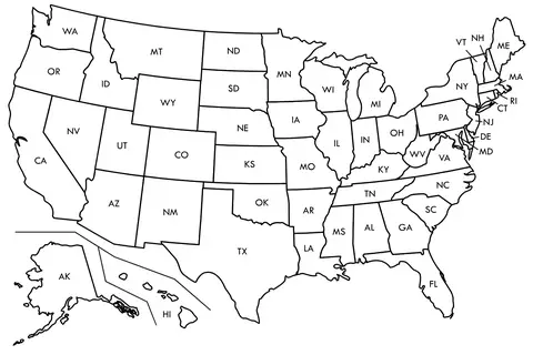 Map: Blank Us Map Borders Labels
