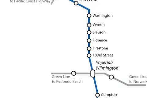 Map: Blue Line Map of the Los Angeles County Metro System