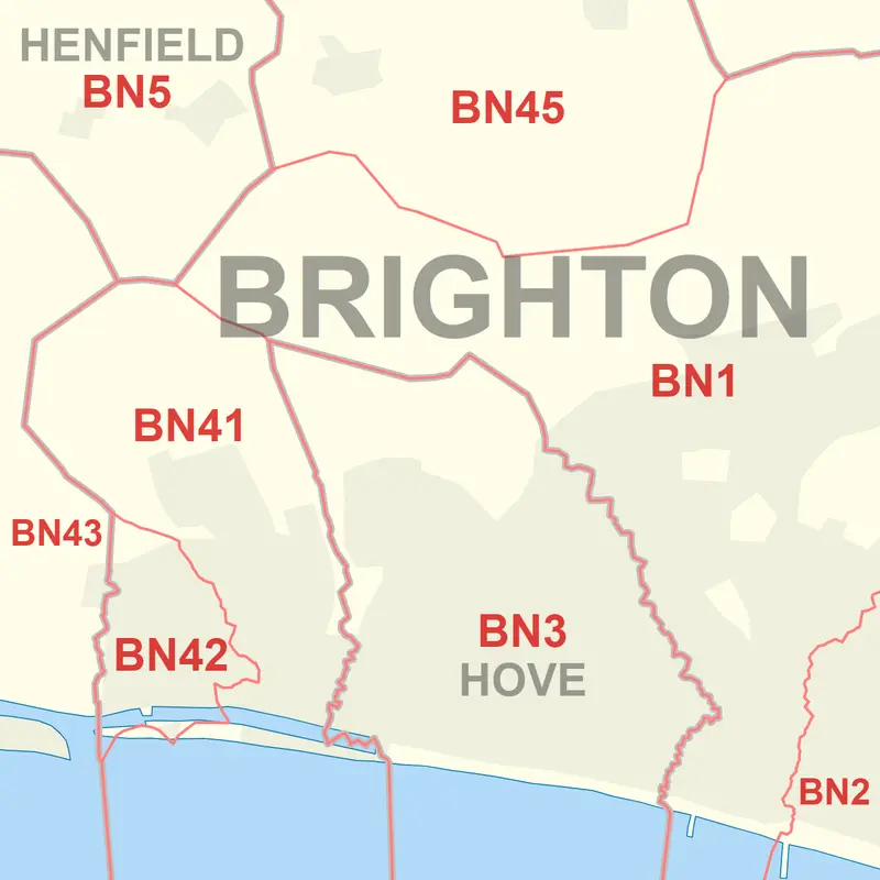 Map: Bn Postcode Area Inset Map