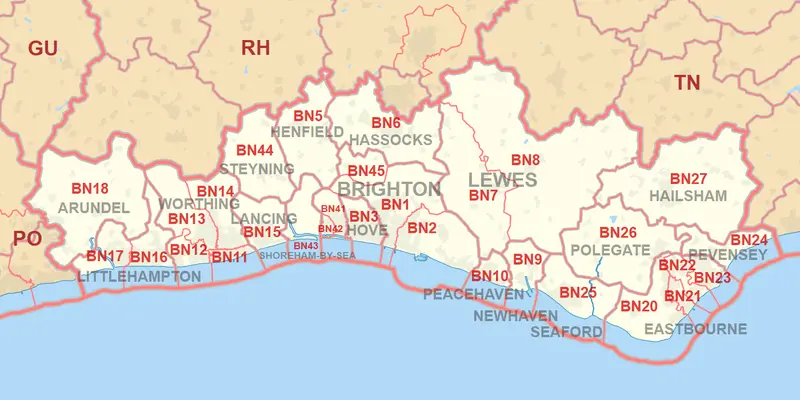 Map: Bn Postcode Area Map