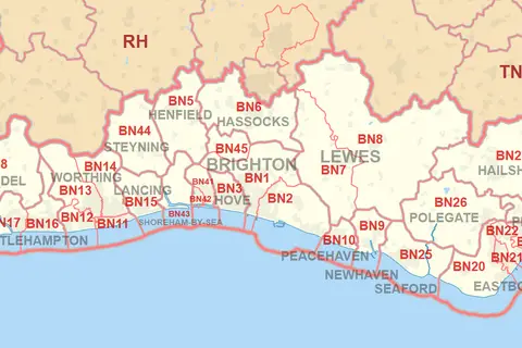 Map: Bn Postcode Area Map