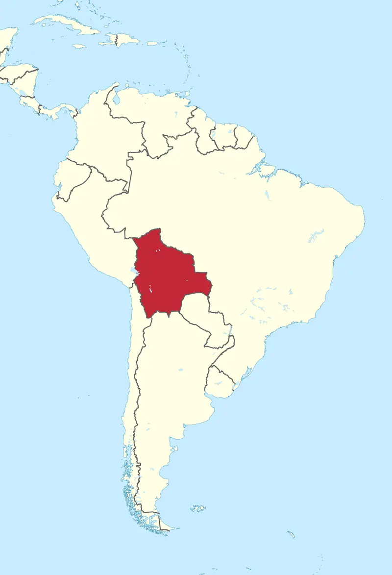 Map: Bolivia in South America Mini Map Rivers