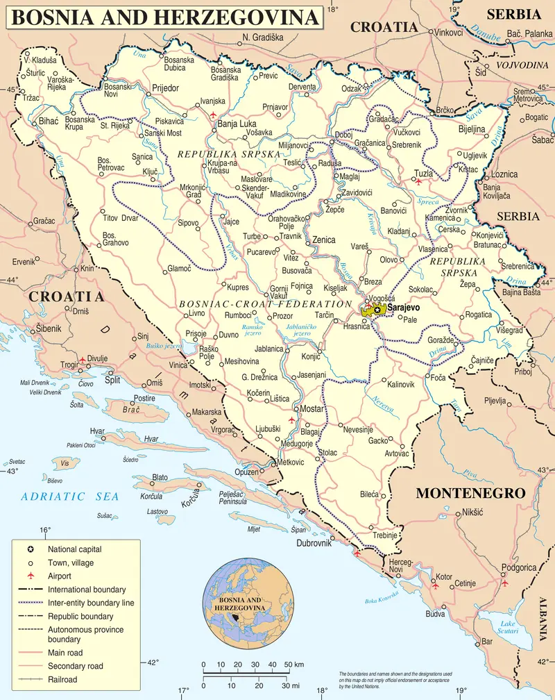 Map: Bosnia and Hercegovina Map