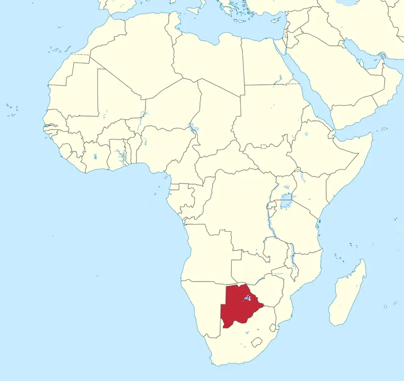 Map: Botswana in Africa Mini Map Rivers