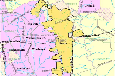 Map: Bowie Maryland Map Enlarged