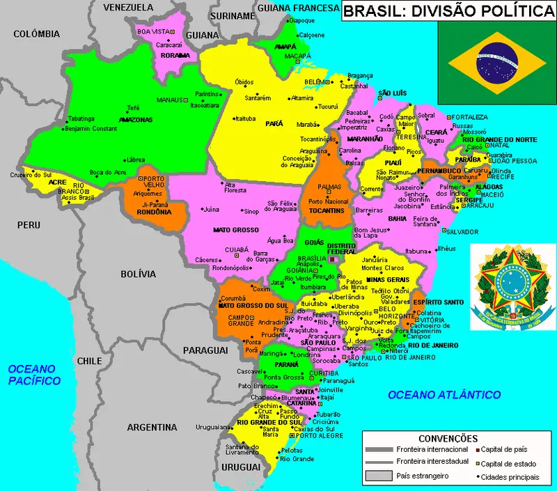 Map: Brazil Political Map Pt
