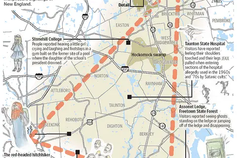 Map: Bridgewater Triangle, Massachusetts