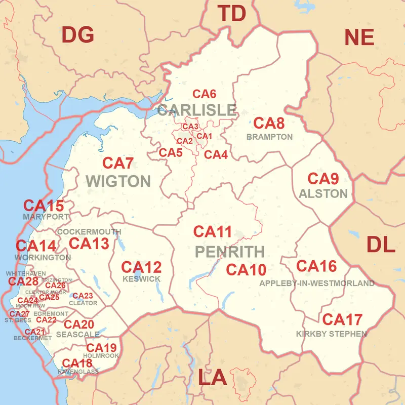 Map: Ca Postcode Area Map