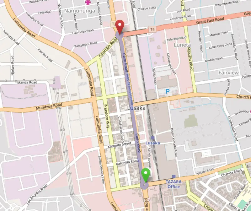 Map: Cairo Road Lusaka Zambia Openstreet Map