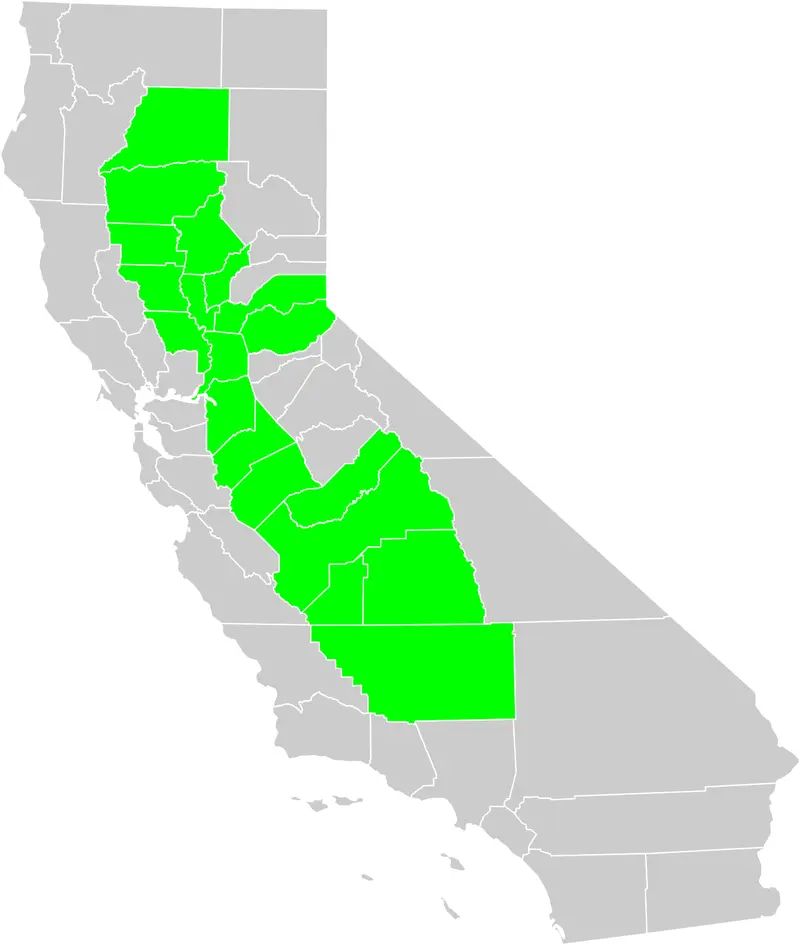 Map: California Central Valley County Map