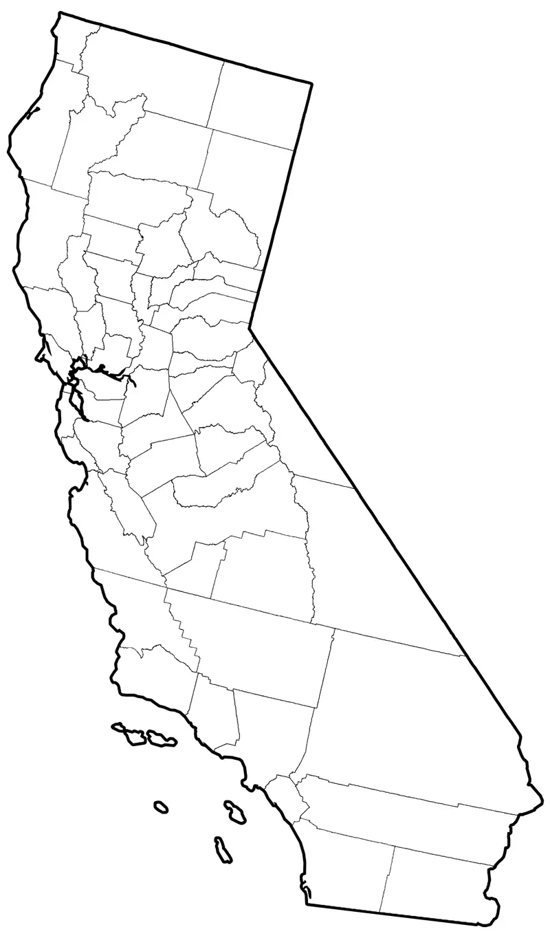 Map: California Counties Outline Map