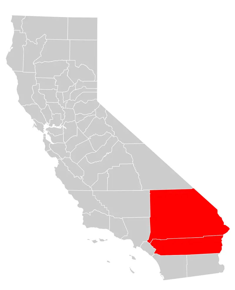 Map: California County Map Inland Empire Highlighted