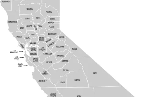Map: California County Map Labeled