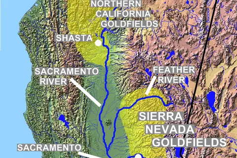 Map: California Gold Rush Relief Map