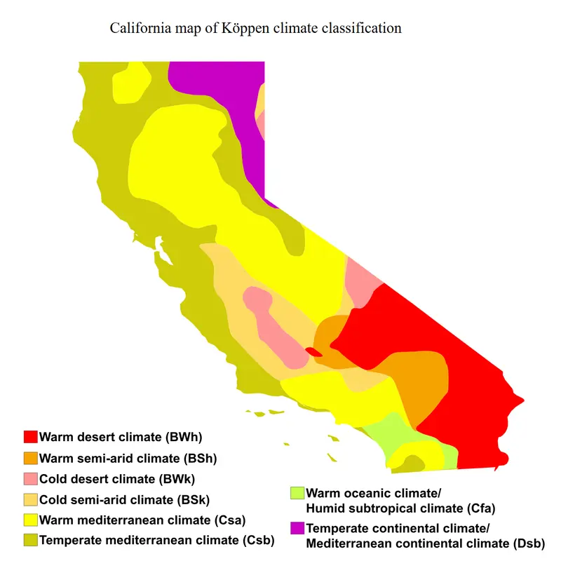Map: California Map of Kppen Climate Classification