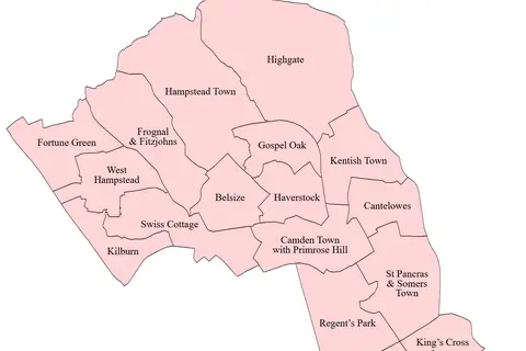 Map: Camden London Uk Labelled Ward Map 2002
