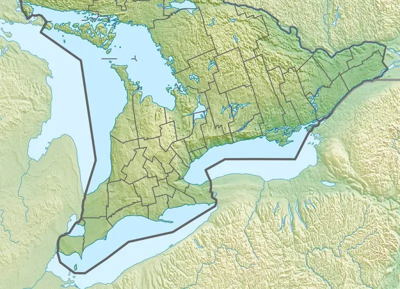 Map: Canada Southern Ontario Relief Location Map