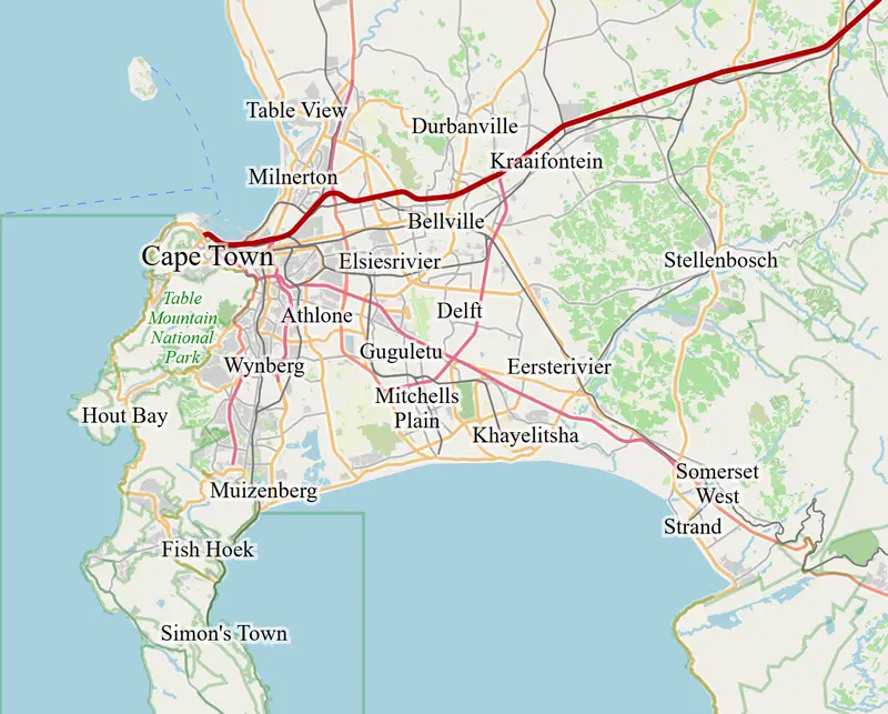 Map: Cape Town N1 Route Map