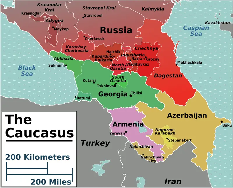 Map: Caucasus Regions Map