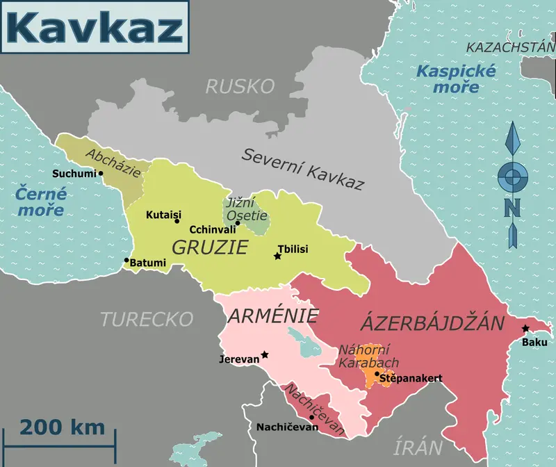 Map: Caucasus Regions Map Cs