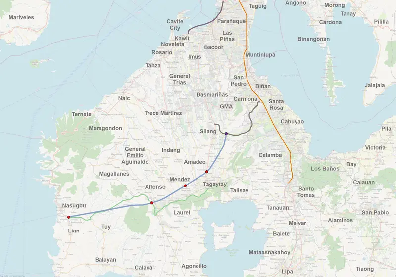 Map: Cavitetagaytaybatangasexpressway Map 20210809
