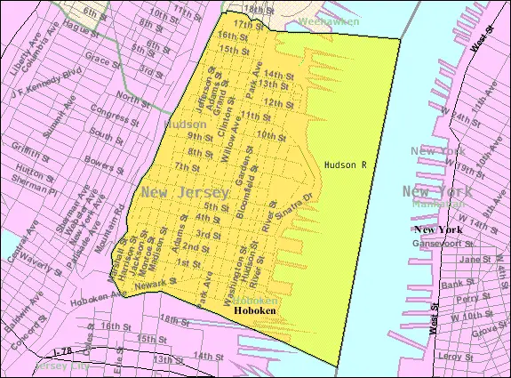Map: Census Bureau Map of Hoboken New Jersey
